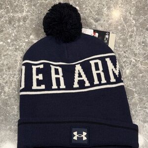 Under Armour Dark Blue Beanie with Pom